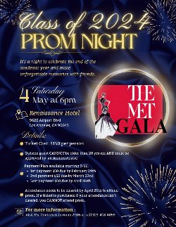 Prom flyer showing time, location and payment plan